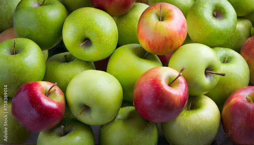 background of fresh green and red apples, close-up, selective focus background of fresh green and red apples, close-up, selective focus