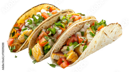 Fish Tacos isolated on transparent png background. Generative ai  photo