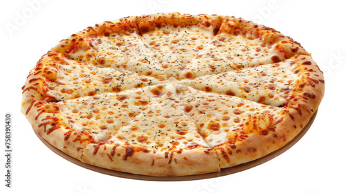 Four Cheese Pizza isolated on transparent png background. Generative ai 
