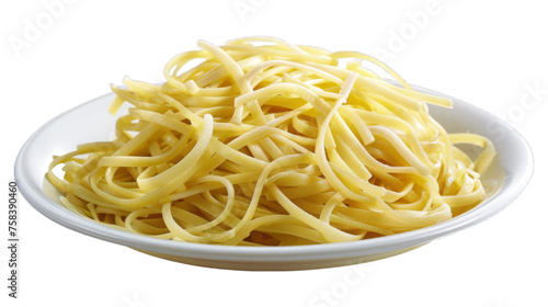 Garlic and Herb Spaghettion a plate isolated on transparent png background. Generative ai 