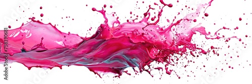 Pink Paint Splash Isolated on White Background. Abstract Liquid Art with Smooth Motion and Wave Effect