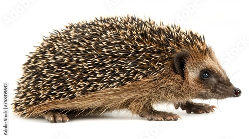 Sole hedgehog standing alone on a white background, perfect for maximizing search relevance