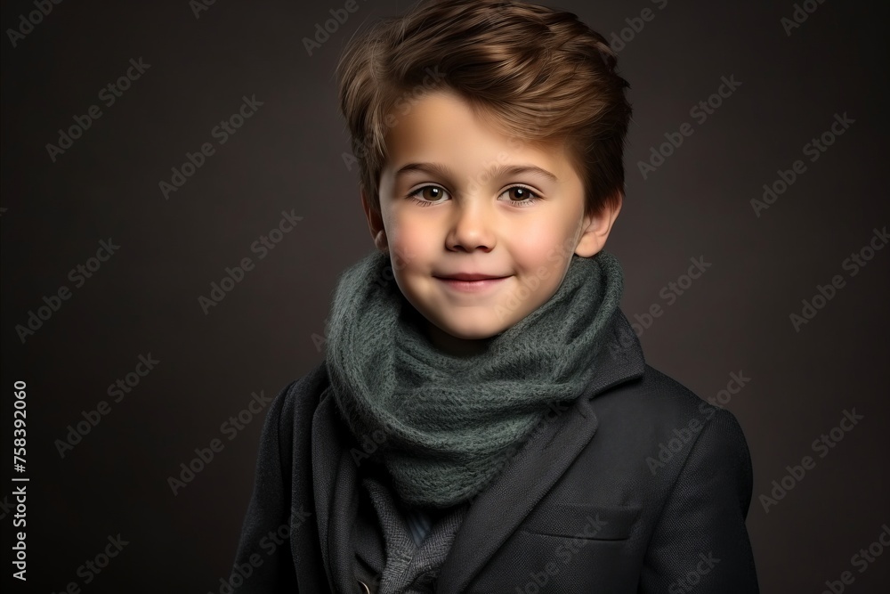 Portrait of a cute little boy in a coat and scarf. Portrait of a cute little boy in a coat and scarf.