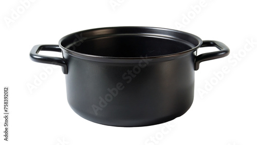 Black empty cooking pot isolated on transparent background.