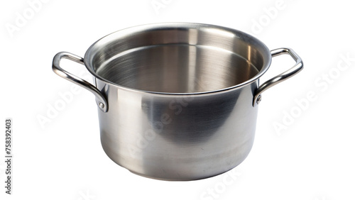 Stainless steel cooking pot isolated on transparent background.