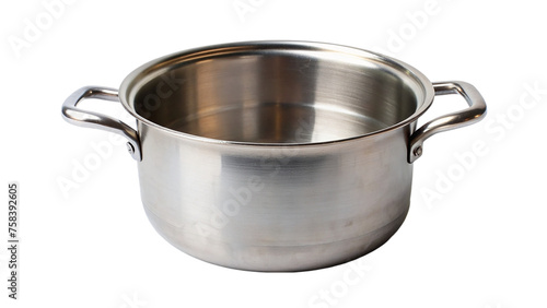 Stainless steel cooking pot isolated on transparent background.