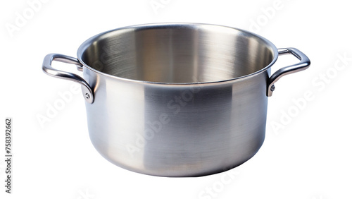 Stainless steel cooking pot isolated on transparent background.