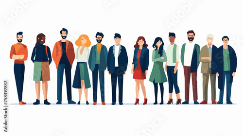 A group of people flat vector isolated on white bac