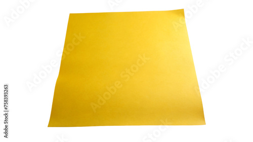 Yellow note paper. isolated on transparent background