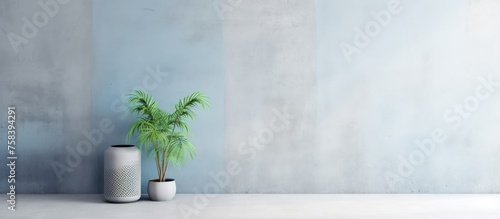 Light blue concrete wall for indoor decoration, artistic wallpaper or texture backdrop.