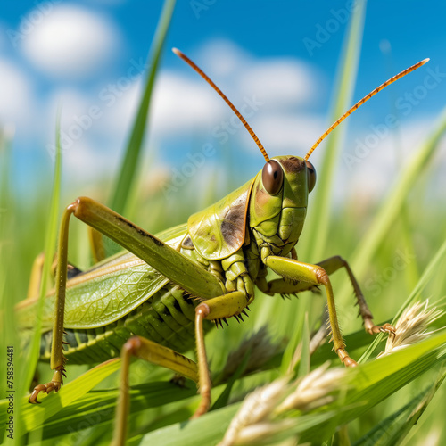 grasshopper on the grass © qaiser