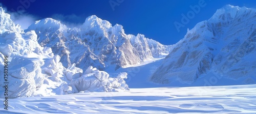 Alaskan mountain range pristine wilderness snowy landscape wallpaper for nature enthusiasts © Eva