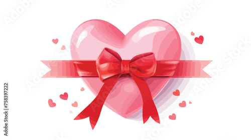 A heart with a love letter tied with a ribbon for V