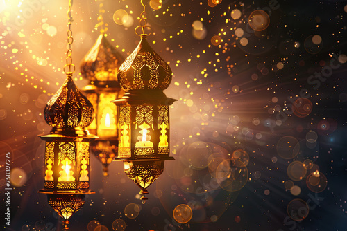 Greeting card for Ramadan festival in gold and elegant design