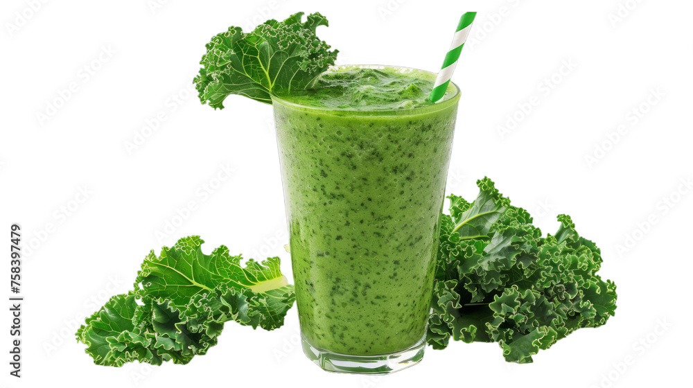 Kale and Spinach Smoothie isolated on transparent png background. Generative ai Kale and Spinach Smoothie isolated on transparent png background. Generative ai