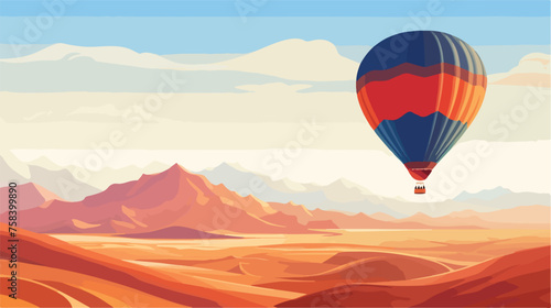 A hot air balloon ride over a vast desert landscape