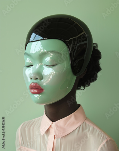 Surreal female portrait with religious overtones. Generative AI image