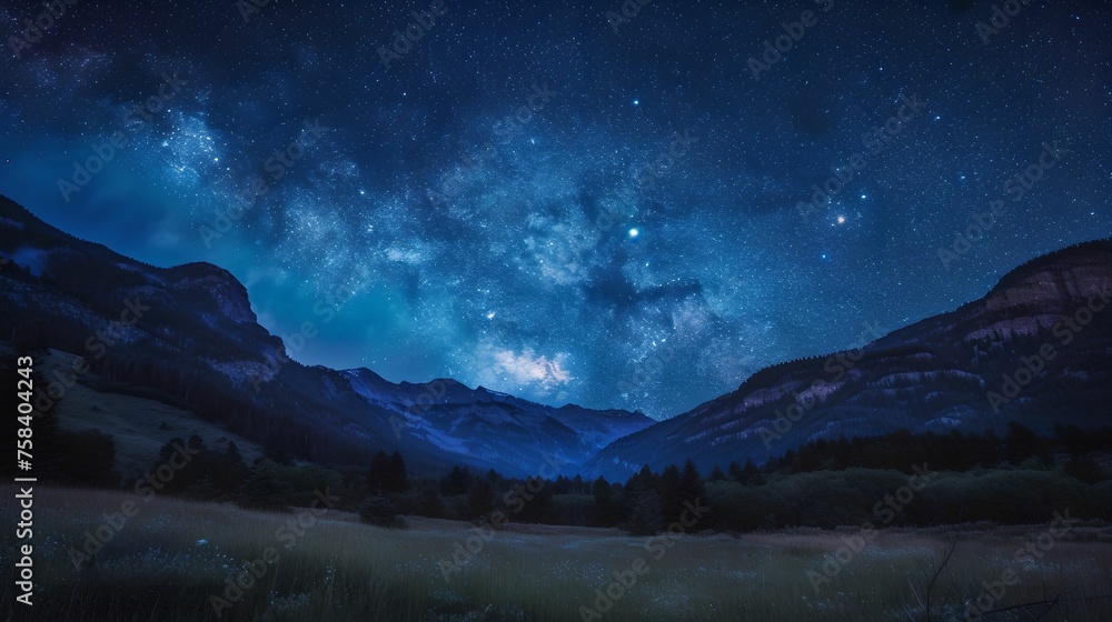 Starry Night Sky Over Mountain Range Camping, serene, nature, beauty, wilderness