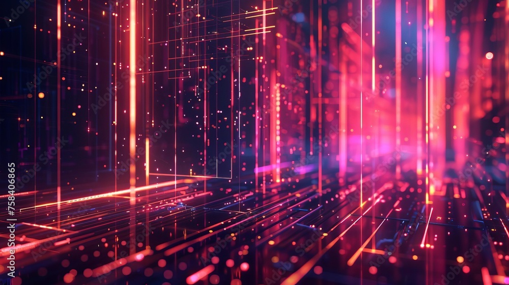 Futuristic 3D abstract background with glowing neon lines and geometric shapes, creating a tech-inspired digital landscape Futuristic 3D abstract background with glowing neon lines and geometric shapes, creating a tech-inspired digital landscape
