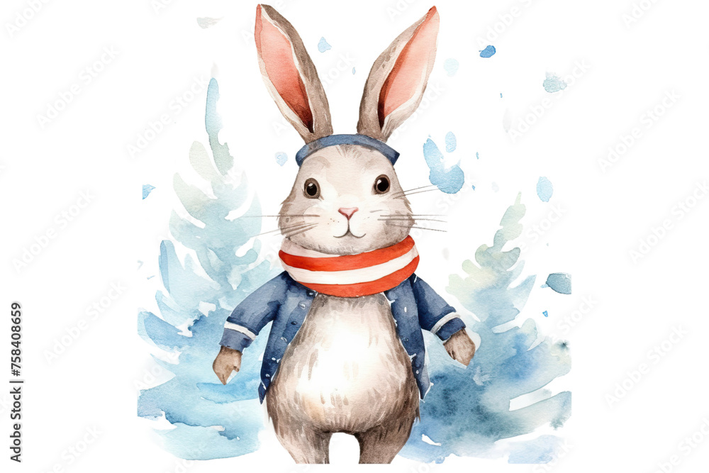 summer illustration blue baby nursery icon nursery illustration fashion watercolor summer nautical rabbit design nautical hello design poster nautical art animal graphic bunny illustration