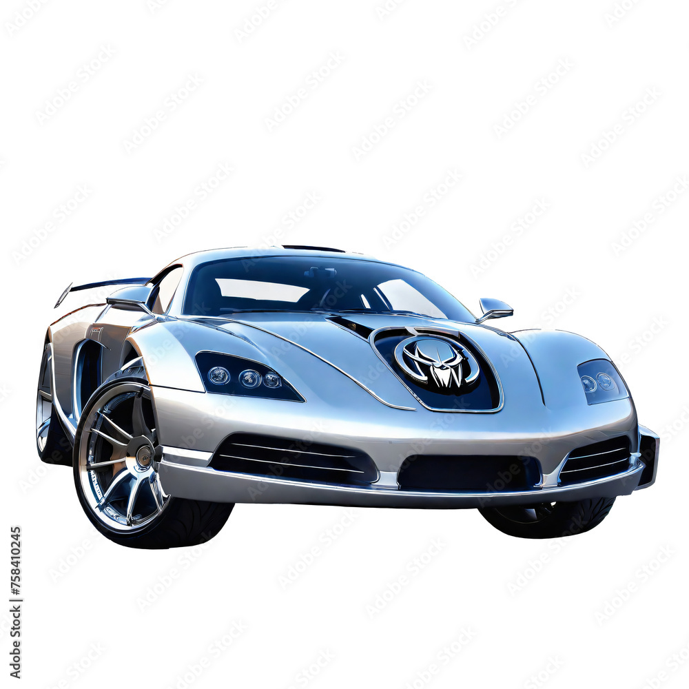 Modern super sports car in blue on a transparent background. 3d rendering