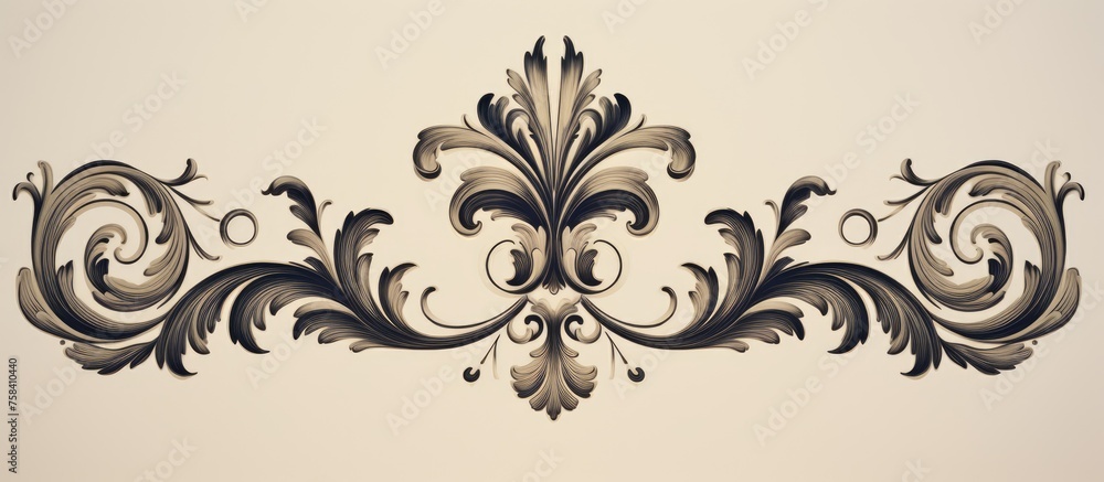 a floral design with swirls and leaves on a white background . High quality