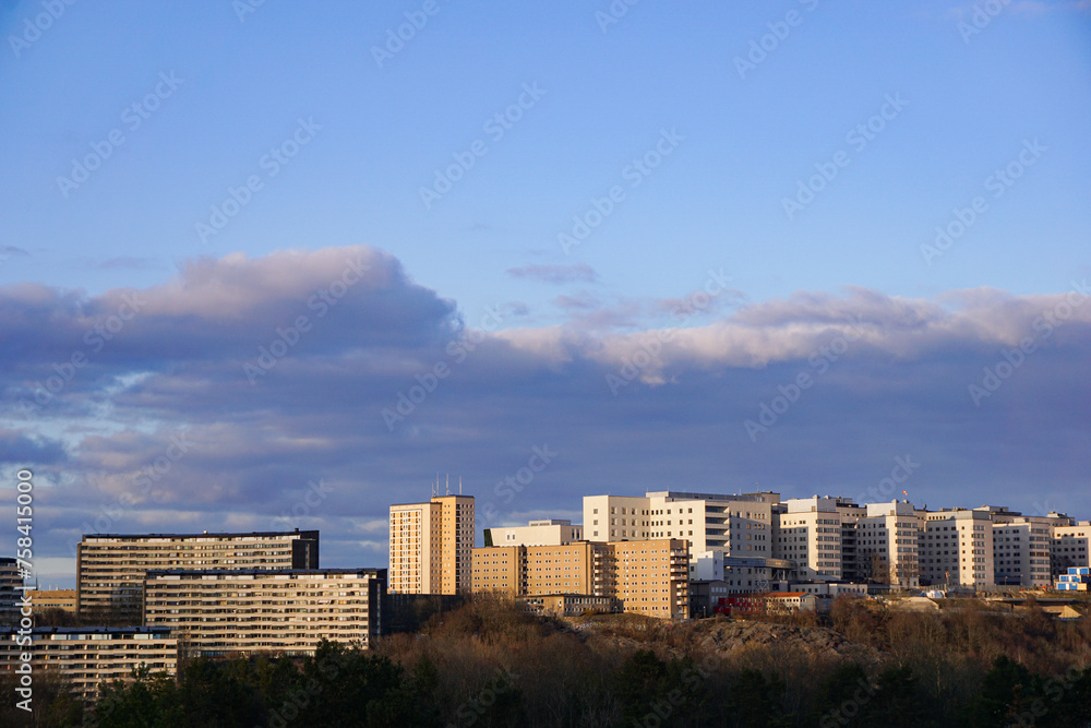 High angle view of buildings against sky High angle view of buildings against sky