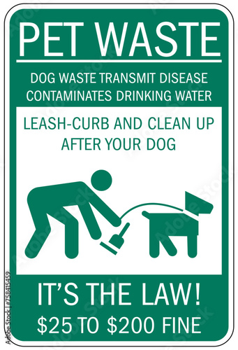 Clean up after your dog fines sign