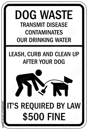 Clean up after your dog fines sign