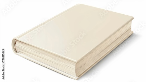 Close up a blank book cover isolated white background. AI generated image