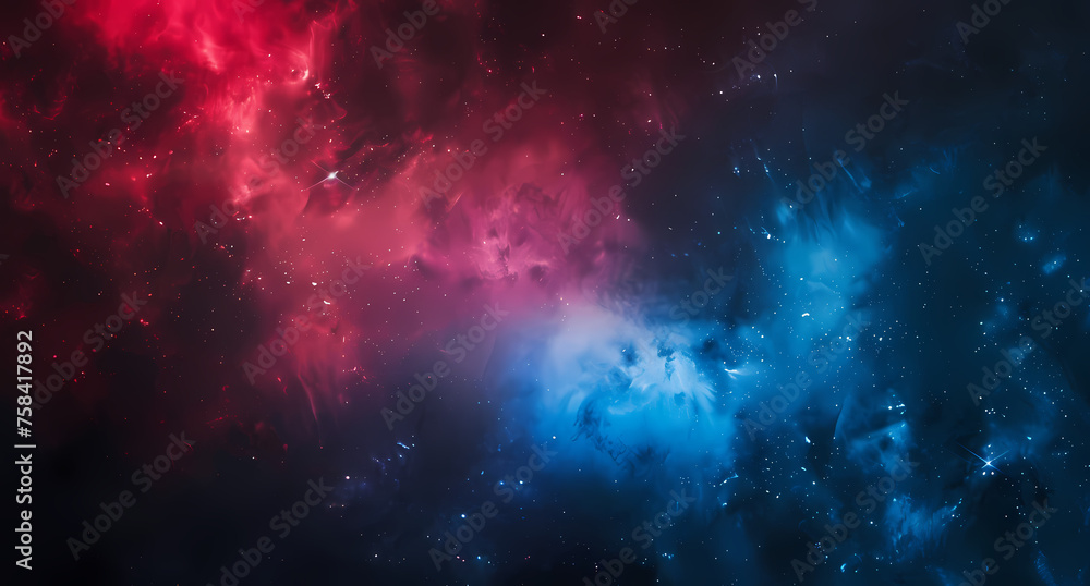 abstract red and blue gradient space nebula wallpaper - obrazy, fototapety, plakaty 
