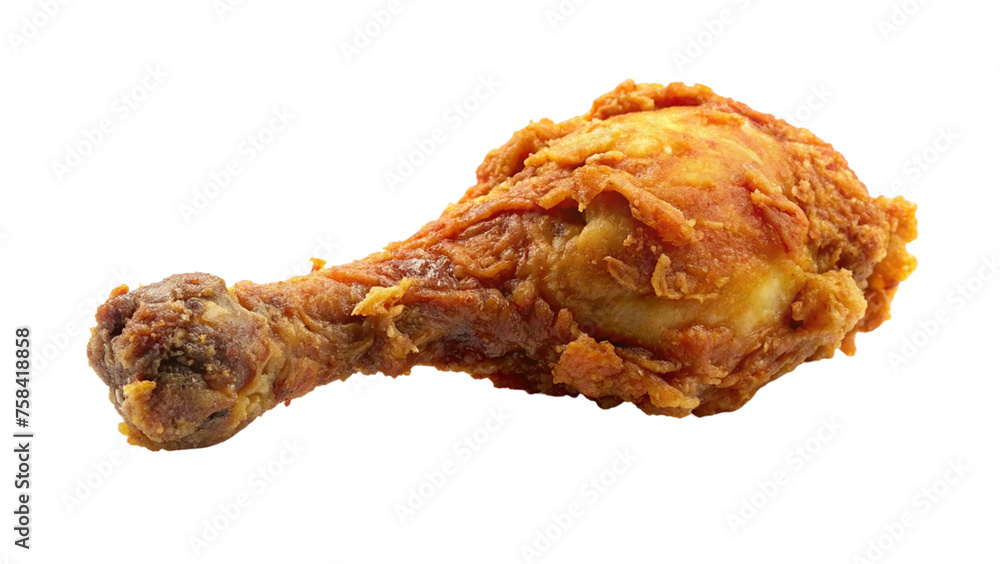 Crispy fried chicken drumstick isolated on transparent background. Top view. Crispy fried chicken drumstick isolated on transparent background. Top view.