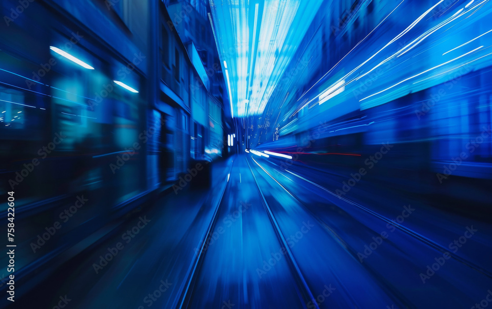 Subway tunnel with Motion blur of a city from inside, great for your design