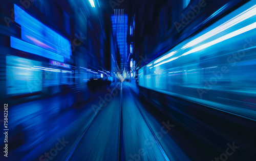 Subway tunnel with Motion blur of a city from inside, great for your design