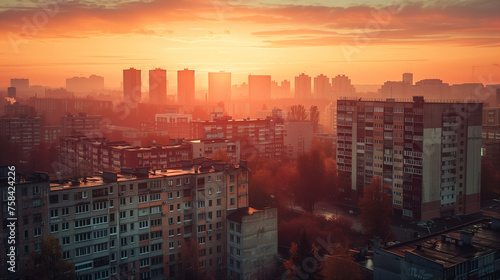 Sunset Over Urban Skyline