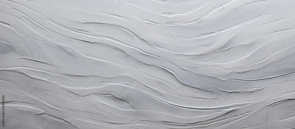 Obraz premium A close up of a peachcolored wall with a wave pattern resembling wood grain. The sloping landscape is frozen in time, mimicking rocky flooring