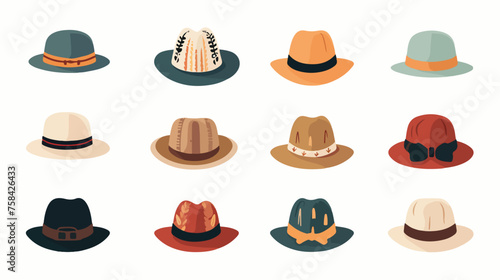 A playful pattern of hats in various styles like co