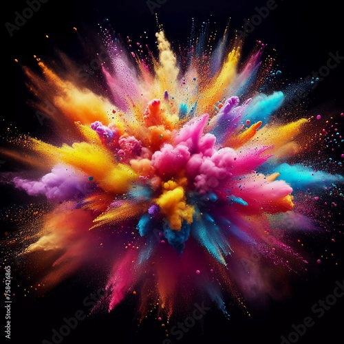 Photo of splash powder of colors at the Holi Festival