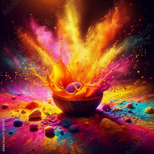 Photo of splash powder of colors at the Holi Festival