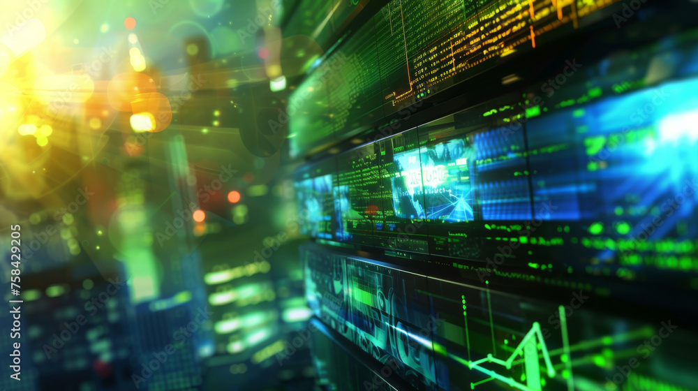 Obraz premium TV news broadcast background, with elements that represents innovation