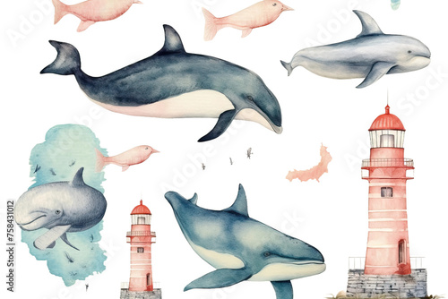 kids paper seashells watercolor pattern wrapping etc whales texture lighthouse handpainted gift perfect wallpaper colors project your pastel blog texture