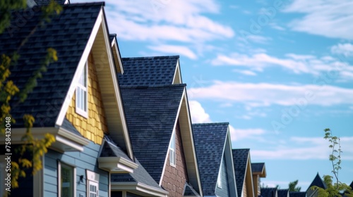 House garret closeup blue sky background