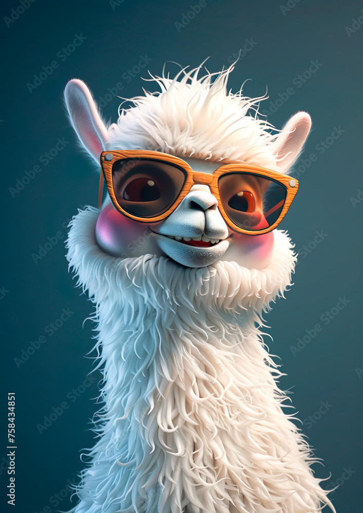 3d cute animal cartoon character in sunglasses