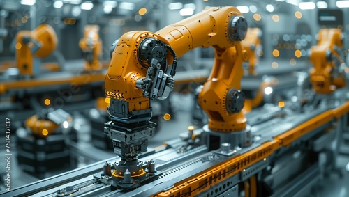 Robotics and AI in a smart manufacturing setting, showcasing automation, efficiency, and cutting-edge technology integration