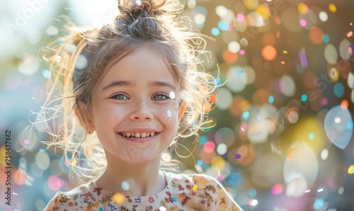 A young laughing girl at a ...