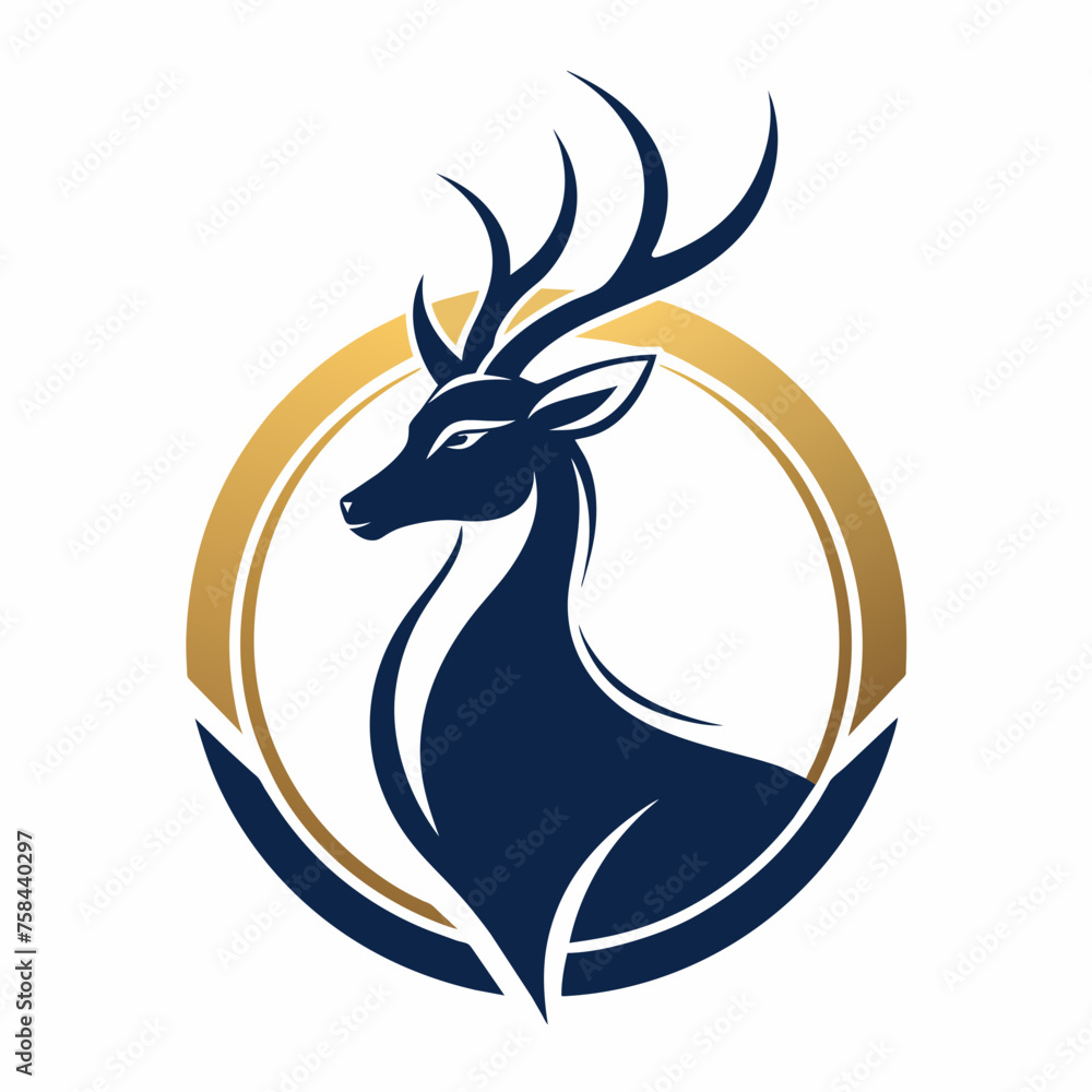 Obraz premium Minimalistic Style Stylized Deer Logo