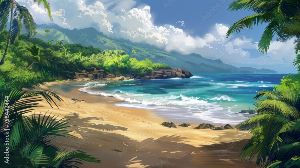 Lush Tropical Beachscape