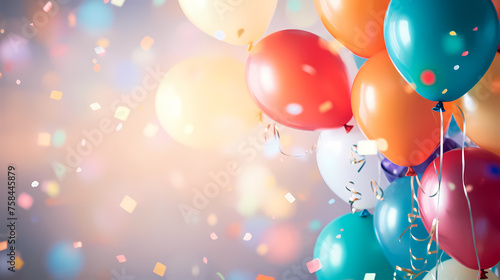 Birthday party balloons, colorful balloons background photo