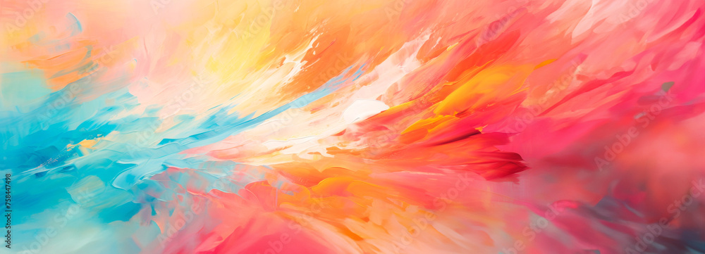 A vivid abstract painting with sweeping brushstrokes of pink and blue creating a sense of serene movement, like a gentle wave. A vivid abstract painting with sweeping brushstrokes of pink and blue creating a sense of serene movement, like a gentle wave.