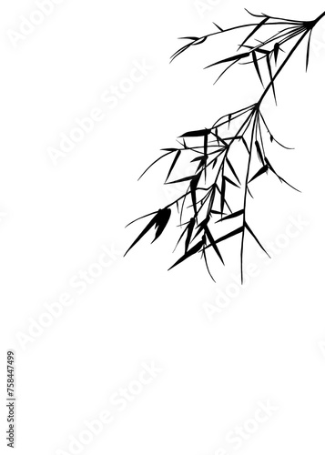 UnBlack natural leaf bamboo shadows element for decoration. On isolate background. 